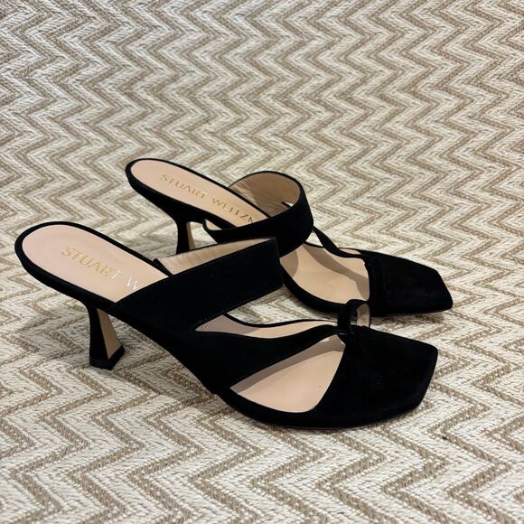 Stuart Weitzman Lyla 75 Sandals Black Suede - Picture 2 of 8